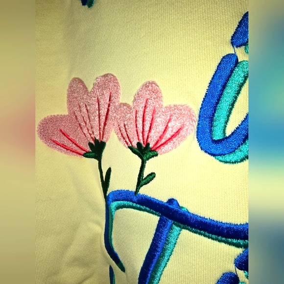 Womens Yellow Hoodie w/ Floral Embroidery LARGE - Picture 5 of 13